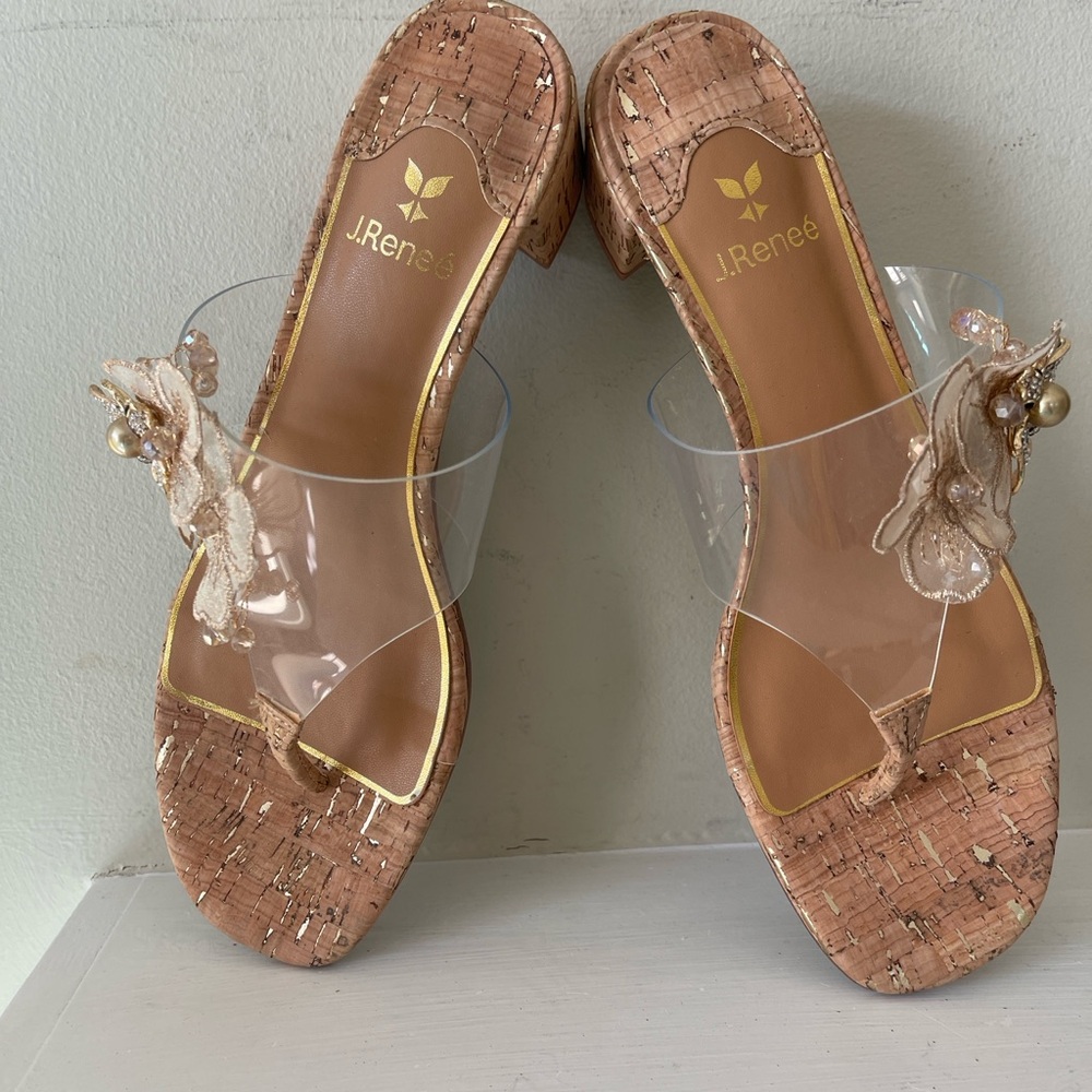 J.Renee Beeutiful Gold and Tan Floral Women’s Block Heels Sandals Size 8.5 NWOT - Picture 12 of 12